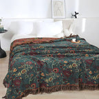 Boho Throw Blanket for Bed - 100% Pure Cotton Ultra Soft Rustic Quilt - Farmhouse Decor Bed Blankets, All Season Rustic Throw for Sofa Couch Chair(60''×80'', Floral)
