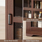 Farmhouse End Table with Drawer, 18" Large Side Table with Storage Cabinet and Acrylic Door, Wood Nightstand Bedside Table for Living Room, Bedroom (Espresso)