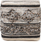 REDEARTH · Tufted Pouf Ottoman with Filler Textured Storage Cube Bean Bag Pouffe Footrest Living Room, Bedroom, Nursery, Indoor, Covered Patio; 100% Cotton (17.5"X17.5"X17.5", Black Jasper)