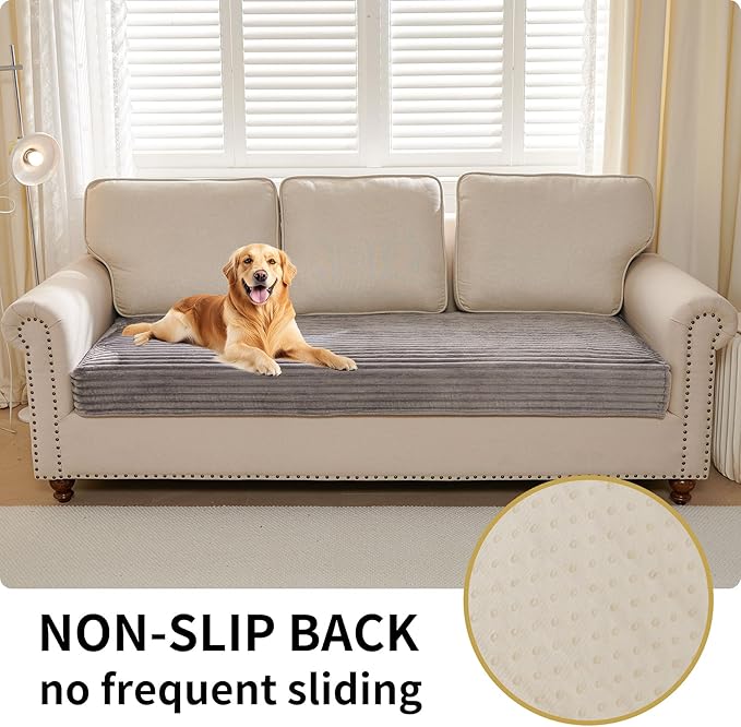 HAOMAIJIA Waterproof Couch Cover for Dogs Washable,Fuzzy Pet Couch Covers for Sofa,Thick Soft Dog Bed Cover Non-Slip Couch Covers for 3 Cushion Couch Sofa Pet Friendly (Grey, 35" x 82")