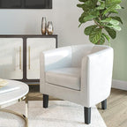 BELLEZE Accent Barrel Chair, Set of 2 lub Tub Sofa Corner Chair with Flared Legs and Cozy Soft Padding for Living Room Bedroom Waiting Room - White