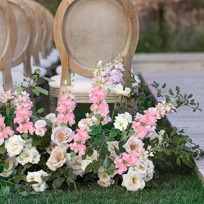 8PCS Pink Artificial Delphinium Flowers with Clematis Greenery Long Stem Artificial Flowers for Tall Vase for Home Wedding Floral Arrangement Centerpiece Table Decor (Pink)