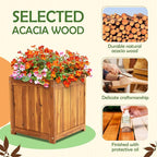 Idzo Hardwood Outdoor Flower Box, Durable Acacia Wood Flower Boxes for Outdoor Plants with Ergonomic Handles, Drainage Holes, Multiple Sizes Wood Bucket Planter for Home Decor, 1pcs