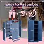 71" Storage Cabinet, Metal Pantry Cabinet, Kitchen Pantry Storage Cabinets with Doors and 4 Shelves, Cabinets for Laundry Room, Living Room, Dinning Room, Assembly Required, Blue