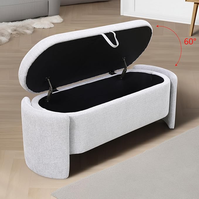 Ottoman Rectangular Storage Ottoman Bench, Footrest Stool Footstool with Lid for Living Room, Bedroom, Entryway, Brown, 47"x17"x18"