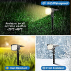 Solar Spot Lights Outdoor Waterproof IP65, 2 Pack Landscape Spotlights with 46 LEDs, 3 Modes Auto On/Off Solar Powered Flood Lights for Outside Pathway, Yard, Garden, Walkway (Warm White)