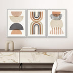 SIGNWIN Framed Canvas Print Wall Art Set Geometric Rainbow Semi-Circle Collage Abstract Shapes Illustrations Modern Art Contemporary Minimal Ultra for Living Room, Bedroom, Office - 16"x24"x3 White