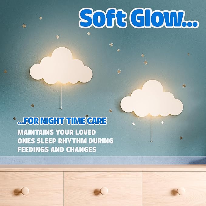 Cloud Light - Floating Cloud Wall Lamps for Nursery & Kids' Bedrooms | Battery-operated Hanging Night Lights