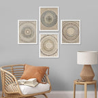 SIGNWIN Framed Art Beige Abstract Geometric Circle Stroke Minimalist Folk Boho Mid-Century Inspired Digital Print Decorative Zen Bedroom Relax Multicolor - 12"x16"x4 White