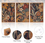 Aurlan Burnt Orange Wildflowers Botanical Wall Art Set(16"x24"), 3 Pieces Abstract Floral Blossom Framed Canvas Artwork, Large Mid Century Modern Boho Nature Wall Decor for Office Bedroom Living Room