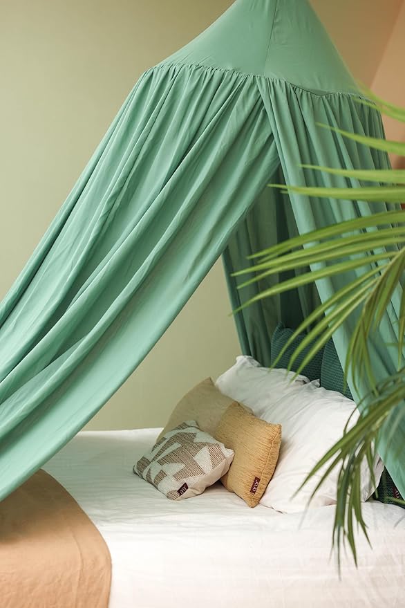 Green Bed Canopy for Queen and King-Sized Beds | Bedroom Decoration for Teens or Adults | Conical Shape Insect Netting | Mosquito Net in Multiple Colors and Sizes