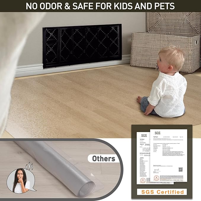 Clear Plastic Area Mat for Under Dining Table, 6'×9' Large No Slip Waterproof Vinyl Area Rug for Home, Anti-Spill Hard Floor Protector Cover for Living Room, Easy Clean Floor Mat