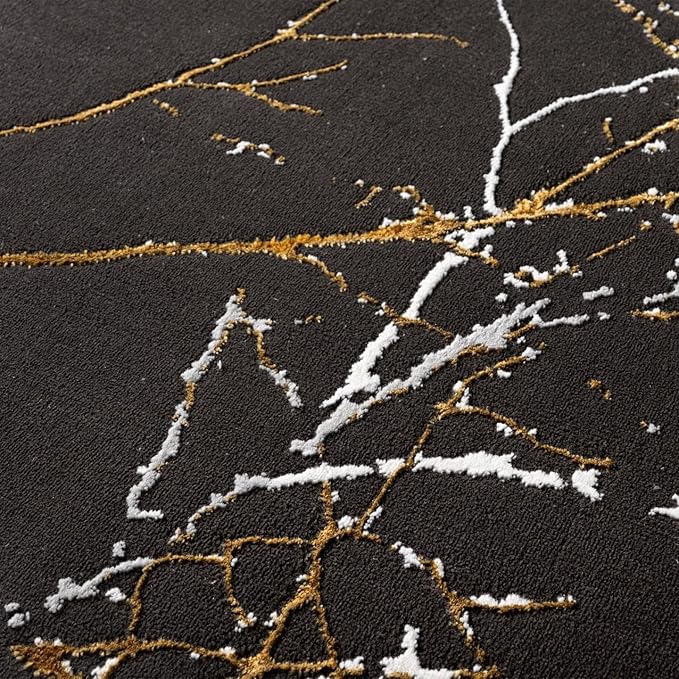 LUXE WEAVERS Modern Abstract Nature Black 5x7 Area Rug, Non-Shedding Carpet