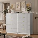 5 Drawer Dresser for Bedroom, Tall Dresser Chest of Drawers with Gold Handles, 32 Inch Wide Nightstand with for Bedroom, Living Rooms, Offices, and Entryways, White