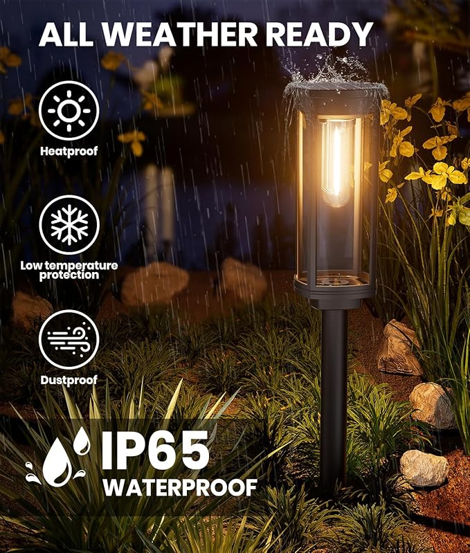6 Pack Solar Pathway Lights Outdoor, Modern Super Brightness LED Solar Path Lights, IP65 Waterproof Garden Solar Powered Landscape Lighting for Outside Yard Garden Driveway Walkway Decor