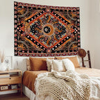 Lunerfex Hippie Sun and Moon Tapestry Bohemian Celestial Tapestries Aesthetic Tapestry for Bedroom and Living Room Decor Sun and Moon 36×48 Inches
