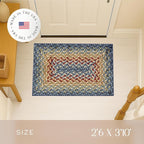 Maples Rugs Marion Bohemian Braided Design Print Area Rug – Made in USA – Washable, Non Slip Indoor Carpet for Entryway, Foyer, Kitchen, and Bathroom, 46" x 30", Multi-Color