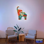 Personalized Floral Elephant Neon Sign, Custom UV Printed Flower Animal Decor Led Light, Flowers Wall Art Lights Signs, Decorative Gifts For Friends, Kids, Mom, Elephants Lovers