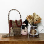 CVHOMEDECO. Wood Beads Garland with Tassels Farmhouse Rustic Wooden Prayer Bead String Wall Hanging Accent for Home Festival Decor. Burgundy