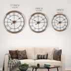 Wall Clock for Living Room Decor, 24'' Big Wall Clocks for Office, Rustic Clock Battery Operated, Distressed White Roman Numeral Clock, Round, Wood Wall Clock