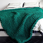 Chunky Knit Blanket - Luxury Soft Cozy 50 * 60 Throw Blanket,100% Woven Blanket Rope Knot Throw Blanket for Couch, Sofa, Home Decor, Gift - Machine Washable（Blackish Green）