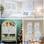 Window Privacy Film Stained Glass Decorative Static Clings Rainbow Window Tint for Home Room Decor Bathroom Door Car Stickers with Iridescent Effect, Removable(Blue Violet Botanical)