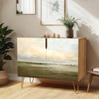 SIGNWIN Sideboard Buffet Cabinet, Kitchen Storage Cabinet with 2 Doors, Sunset Sky Over Wild Countryside Field, Cupboard Console Table for Dining Room - 35" L x 18" W x 29" H
