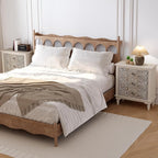 HOMPUS Farmhouse 3-Drawer Dresser with Flower Pattern, Night Stand with 3 Storage Drawers, Fully Assembled Nightstand for Boho, Accent End Table, Chest of Drawers for Entryway, Bedroom, Distress White