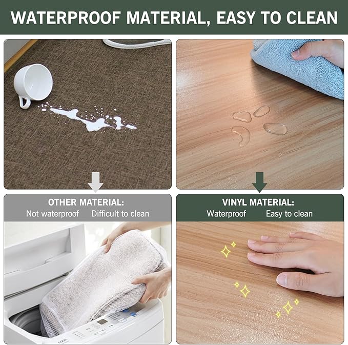 Plastic Floor Mat for Home, 6' x 9' Waterproof Area Rug for Living Room, Non-Slip Area Rug for Dining Room, Office Laundry, Non-Slip Vinyl Floor Protector Play Mat for Kids Pet (Clear)