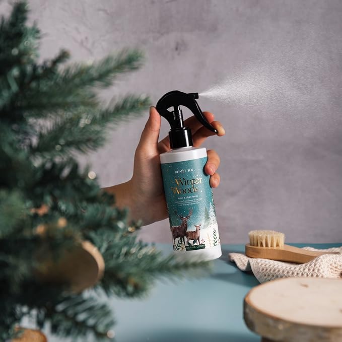 Romiie Zoi Christmas Linen & Room Air Freshener Spray Room Mist- Winter Woods Forest Green - Infused with Winter Woods Aroma- 250ml / 8.5 FL OZ.
