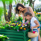 Land Guard Galvanized Oval Large Metal Raised Garden Bed with Legs for Vegetables (Green)