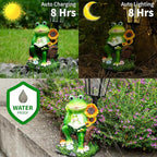mopha Solar Garden Statues Frog Decor wth Lanterns - 12.5'' Figurines Decorations for Patio Yard Lawn Ornaments Gifts for Christmas Birthday Easter Housewarming
