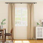 2 Pack Heavy Duty Curtain Rods 32-90 Inch, 1 Inch Black Adjustable Curtain Rods for Windows, Long Window Treatment Rod Set with Aluminium Finials, Modern Design