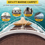 Marine Carpet, 6 FT x 14 FT Brown Indoor/Outdoor Area Rug, 0.2" Thick, Water-Resistant, Non-Slip, Machine Made, Solid, Marine Animals Theme