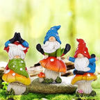 Hodao 3 PCS Spring Yoga Mushroom Gnomes Decoration Summer Elf Figurines Gifts for Home Spring Lively Garden Statues Decor for Outdoor, Mom, Mother (Multicolor)