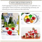 Hand Blown Glass Red Apple Figurine Crystal Fruits Collectibles Apples Art Ornament Decoration for Home Office Kitchen Gift for Women