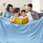 PHF 100% Cotton Waffle Blanket Oversized King 120"x120", Lightweight Breathable Extra Large 10'x10' Summer Blankets for Bed, Giant Big Luxury Aesthetic Woven Bedding for Home Decor, Sky Blue