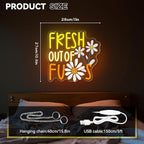 FRESH OUT OF FUS Neon Sign, Funny Novelty Neon Signs for Wall Decor, Dimmable Acrylic Neon Lights for Living Room Bedroom Party Decorations, Perfect Gifts
