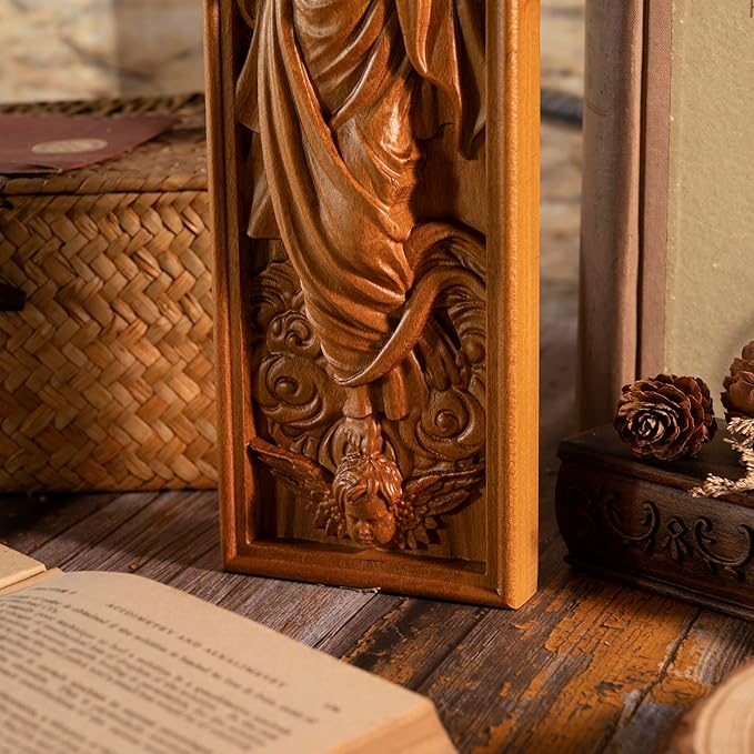 BGCOPPER Crucifix Wall Cross Handmade Wooden Cross for Wall with Hook, INRI Jesus Cross Wll Decor for Church Home Room Christmas Gifts