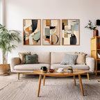 Aurlan Neutral Japandi Wabi Sabi Hand Painted Wall Art(16"x24"), 3PCS Abstract Modern Minimalist 3D Textured Canvas Artwork, Large Contemporary Terracotta Brush Strokes Decor Prints for Office Bedroom