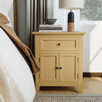 Harvin Nightstand, Solid Wood End Table with Drawer & Door, Timeless Classic Side Table for Bedroom, Living Room or Home Offices