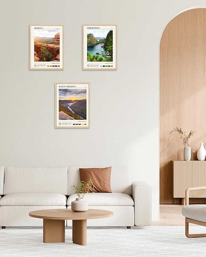 HesenDot Natural OAK Wood Framed Arizona Wall Art,12x16in Sedona's Red Rock Formations Quality Canvas Wall Print,Classic Urban Landmark Wall Decor for Living Room,Bedroom,Office Gallery Set of 1