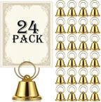 24 Pcs Table Number Holders Place Card Holders for Table 2 Inch Ring Clip Bell Number Holder Metal Picture Holder for Wedding Christmas Restaurant Home Photo Office Memo(Gold,Ring)
