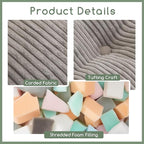 HIGOGOGO Square Stuffed Pouf Ottoman, Corduroy Poufs with Foam Chunk Filling, Furry and Fluffy Pouf Foot Stool Storage Ottoman, 21 X 21 Floor Poufs Foot Rest for Living Room, Grey