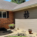 Custom Metal Last Name Monogram Sign – Personalized Wedding, Housewarming, or Outdoor Wall Decor