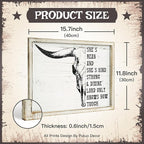 Putuo Decor Bohemian Western Wall Decor, Artistic Cowboy Prints, Square Wall Pediments for Living Room and Hallway (Cow Skull Head)