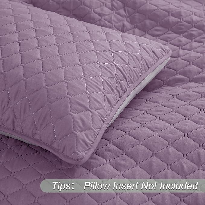 Exclusivo Mezcla Reversible California King Size Quilt Bedding Set with Pillow Shams, Lightweight Quilts Cal King Size, Soft Bedspreads Bed Coverlets for All Seasons - (Dusty Lavender, 112"x104")