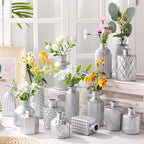 Yaomiao 30 Pcs Vases Bulk Colored Flower Glass Vases Bud Vintage Colored Glass Bottles Colorful Rustic Embossed for Home Wedding Table Decorations Gifts(Silver Series)