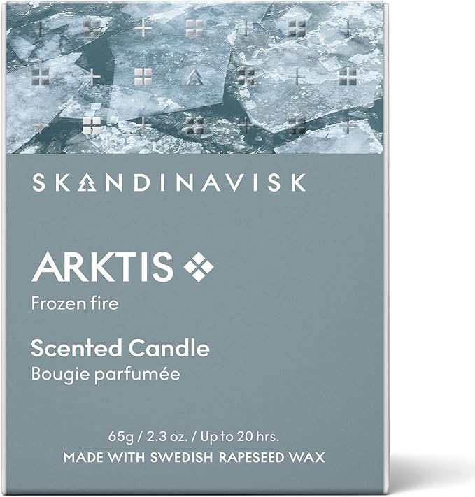 Skandinavisk ARKTIS 'Artcic' Scented Candle, Special Edition, Scent Notes: Windswept Woods and Arctic Sage, Spearmint and Snowflakes, Vegan Formula, 2.3 oz.
