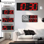 18.7'' Automic Digital Wall Clock, LED Wall Clock with Large Display, Multi-Function Clock with Alarm and Timer, Auto Time Sync Digital Clock with Adjustable Brigthness(Red)
